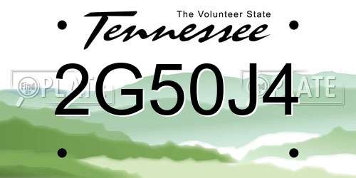 2G50J4 Tennessee License Plate