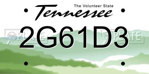 2G61D3 Tennessee License Plate