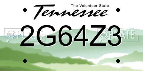 2G64Z3 Tennessee License Plate