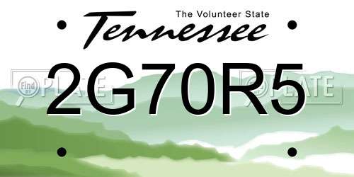 2G70R5 Tennessee License Plate