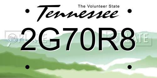 2G70R8 Tennessee License Plate