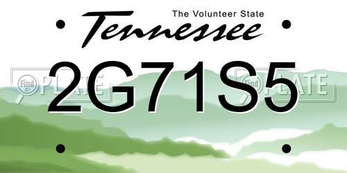 2G71S5 Tennessee License Plate