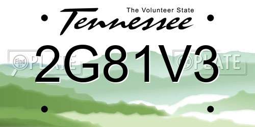 2G81V3 Tennessee License Plate