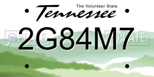 2G84M7 Tennessee License Plate