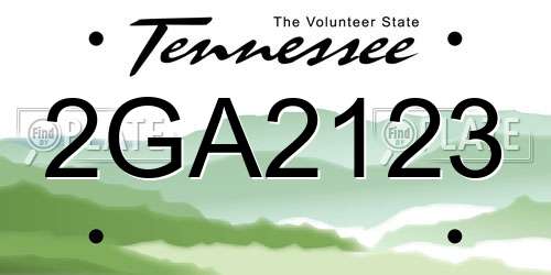 2GA2123 Tennessee License Plate