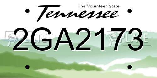 2GA2173 Tennessee License Plate