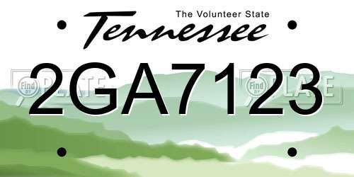2GA7123 Tennessee License Plate