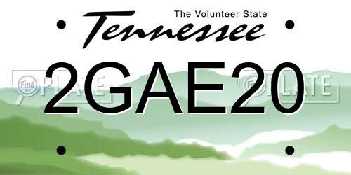 2GAE20 Tennessee License Plate