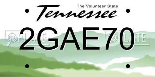 2GAE70 Tennessee License Plate