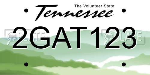 2GAT123 Tennessee License Plate