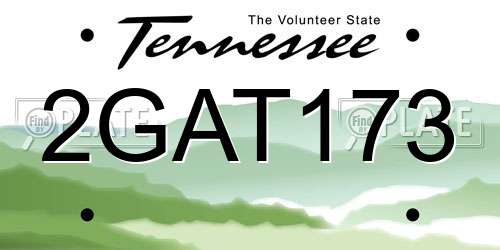 2GAT173 Tennessee License Plate