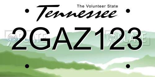 2GAZ123 Tennessee License Plate