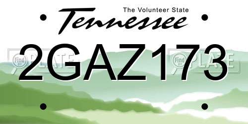 2GAZ173 Tennessee License Plate