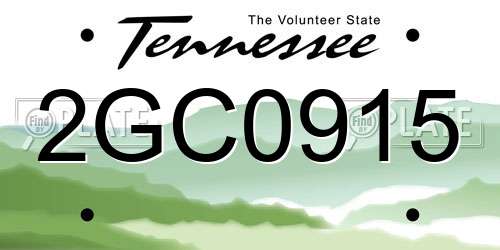 2GC0915 Tennessee License Plate