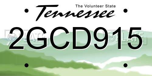 2GCD915 Tennessee License Plate