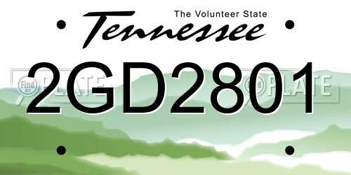 2GD2801 Tennessee License Plate