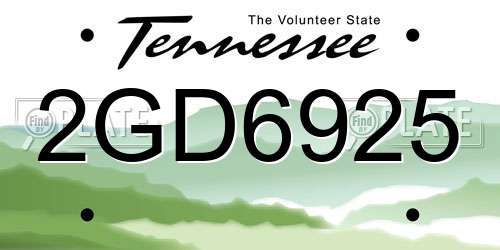 2GD6925 Tennessee License Plate