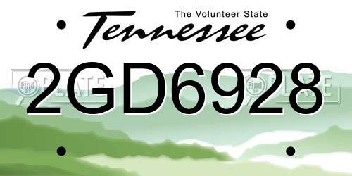 2GD6928 Tennessee License Plate