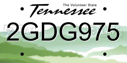 2GDG975 Tennessee License Plate