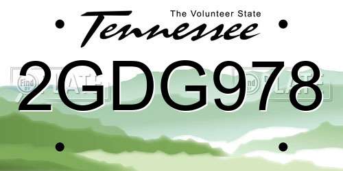 2GDG978 Tennessee License Plate