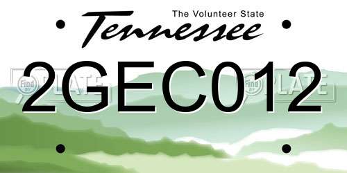 2GEC012 Tennessee License Plate
