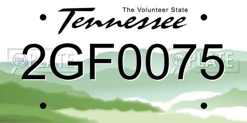 2GF0075 Tennessee License Plate