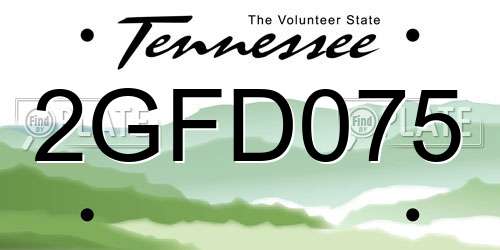 2GFD075 Tennessee License Plate