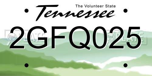 2GFQ025 Tennessee License Plate