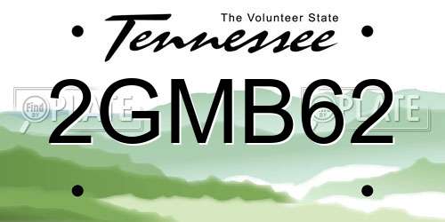 2GMB62 Tennessee License Plate