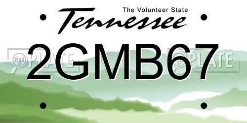 2GMB67 Tennessee License Plate