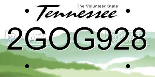 2GOG928 Tennessee License Plate