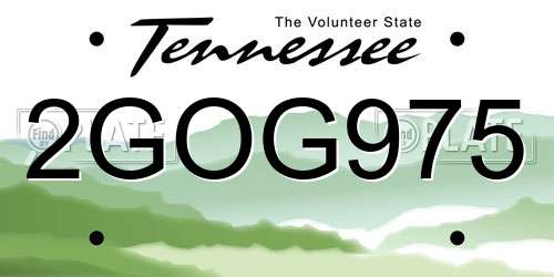 2GOG975 Tennessee License Plate