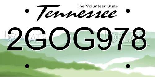 2GOG978 Tennessee License Plate