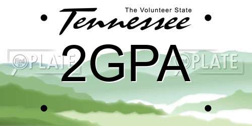 2GPA Tennessee License Plate