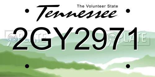 2GY2971 Tennessee License Plate