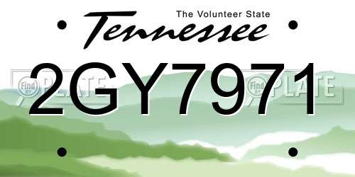 2GY7971 Tennessee License Plate