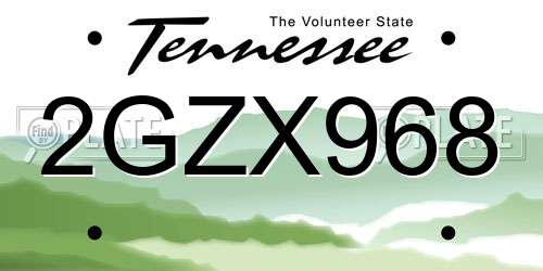 2GZX968 Tennessee License Plate