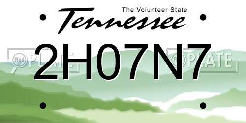 2H07N7 Tennessee License Plate