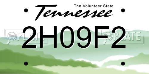2H09F2 Tennessee License Plate