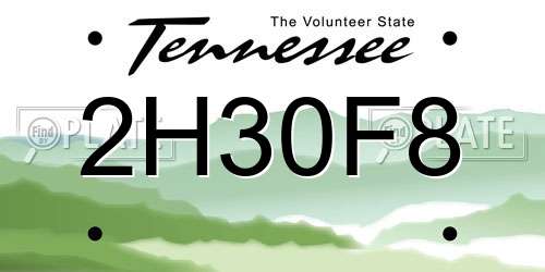 2H30F8 Tennessee License Plate