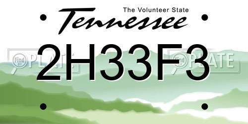 2H33F3 Tennessee License Plate