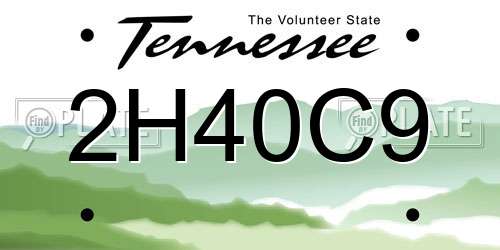 2H40C9 Tennessee License Plate