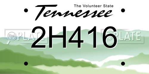 2H416 Tennessee License Plate
