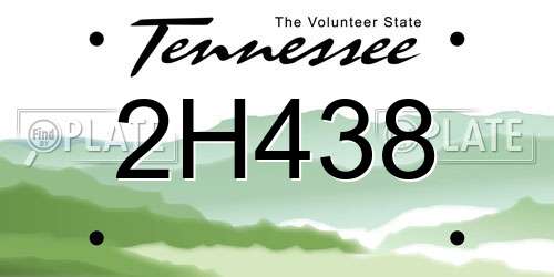 2H438 Tennessee License Plate