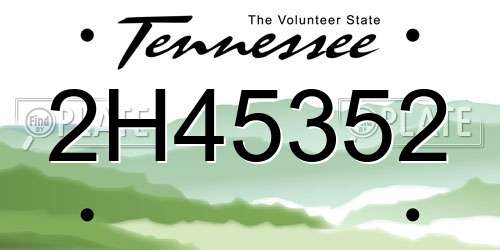 2H45352 Tennessee License Plate