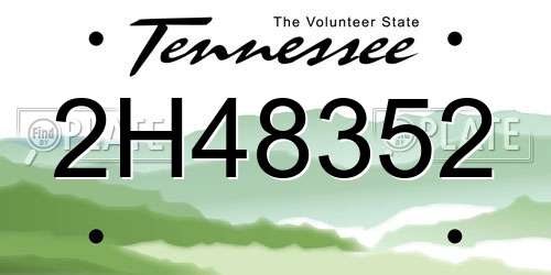 2H48352 Tennessee License Plate
