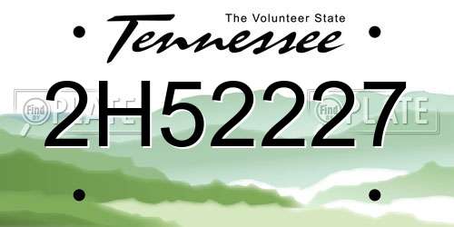 2H52227 Tennessee License Plate