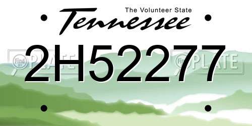 2H52277 Tennessee License Plate