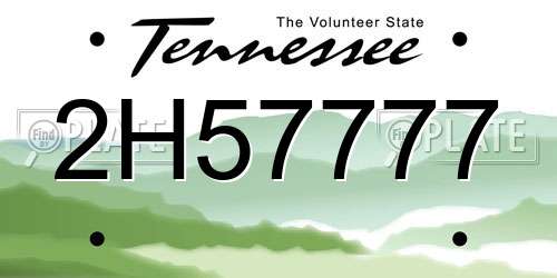 2H57777 Tennessee License Plate
