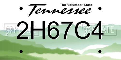 2H67C4 Tennessee License Plate